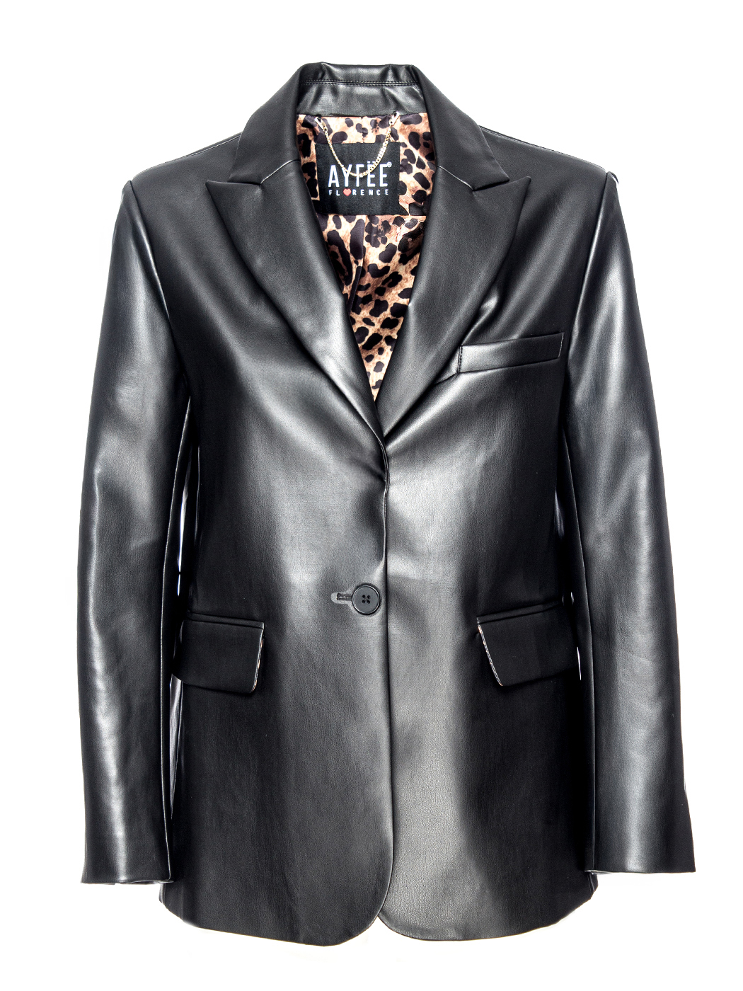 GIACCA LUNGA ECOPELLE CON INTERNO ANIMALIER, 4 TG - BLACK